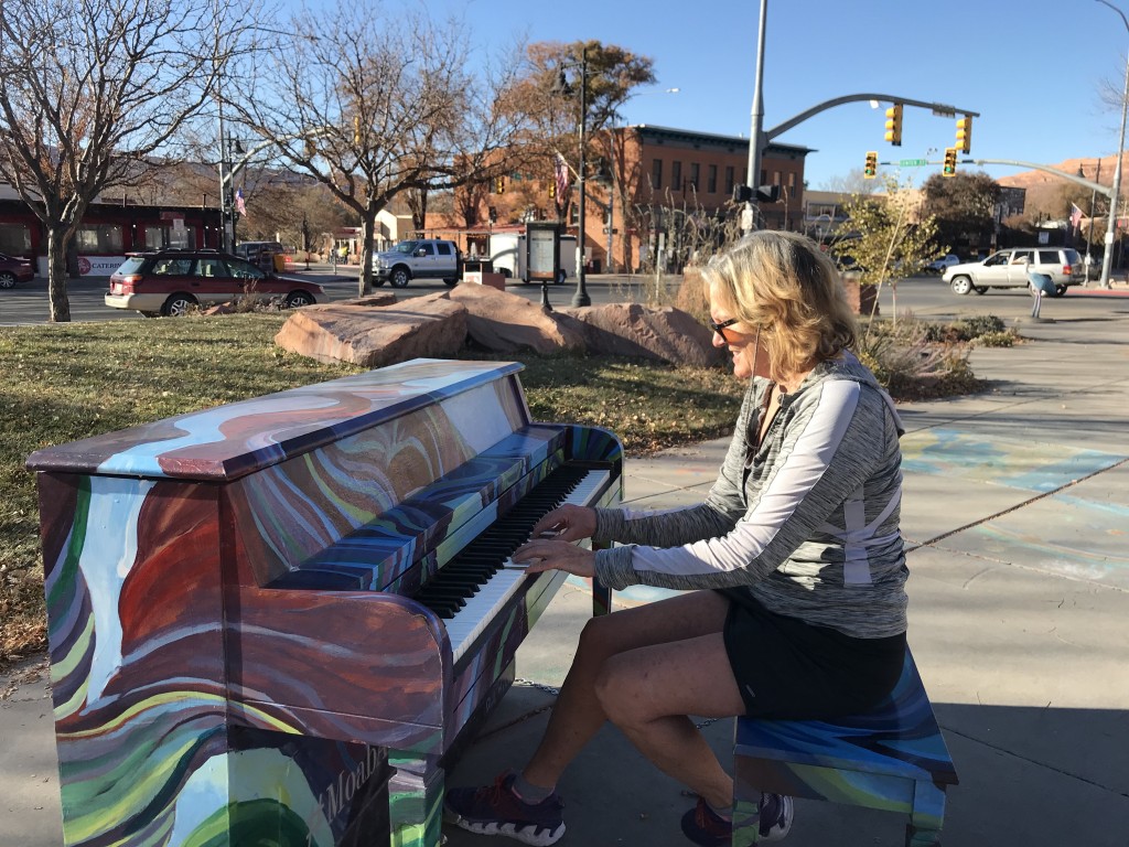 Sharon from Montana at Public Piano in Moab